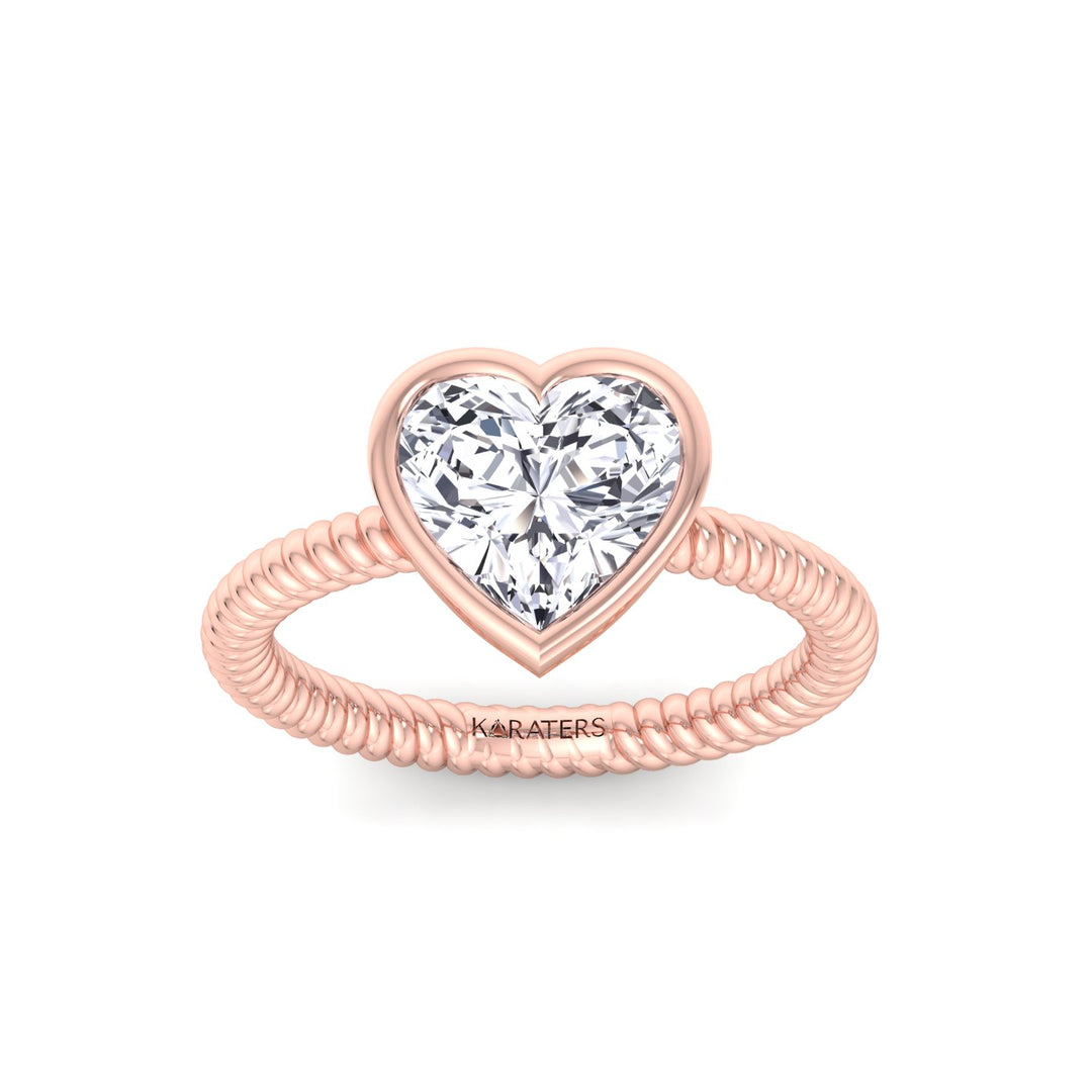 Heart Shape Twisted Rope Band Lab  Diamond Ring RG 4