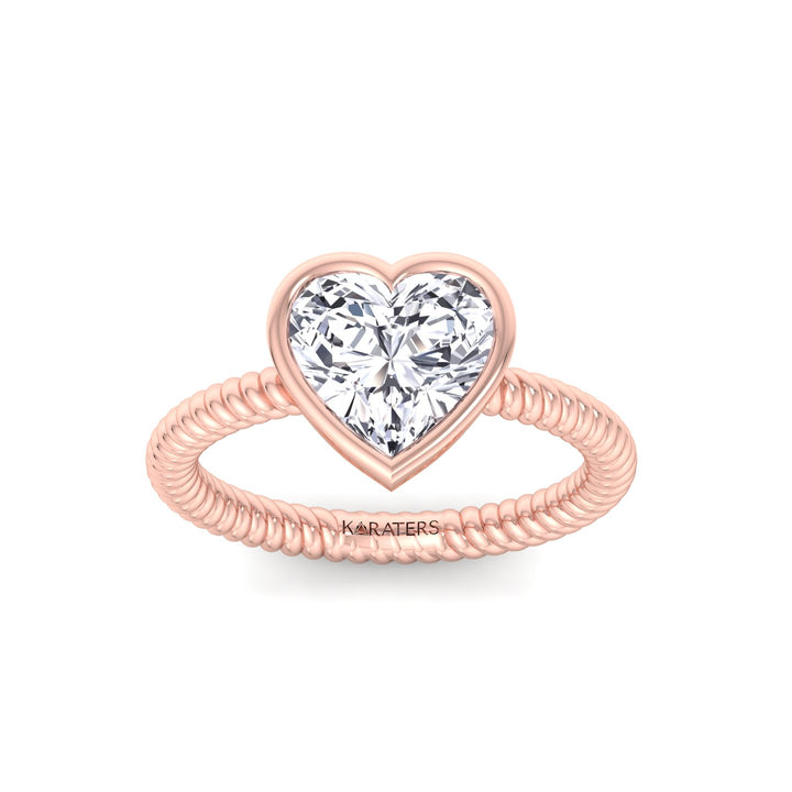 Heart Shape Twisted Rope Band Lab  Diamond Ring RG 4