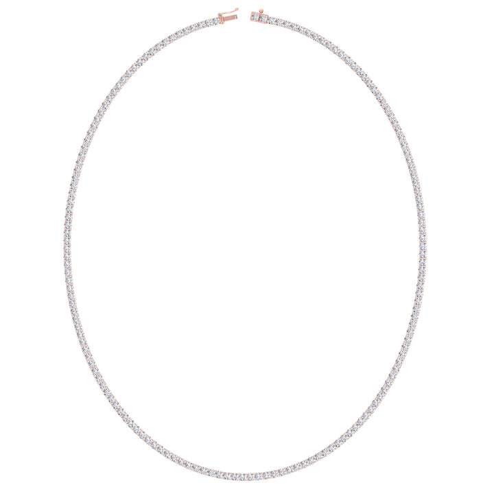 Round Cut Lab-Grown Diamond Tennis Necklace 4-Prong 18K Solid Gold