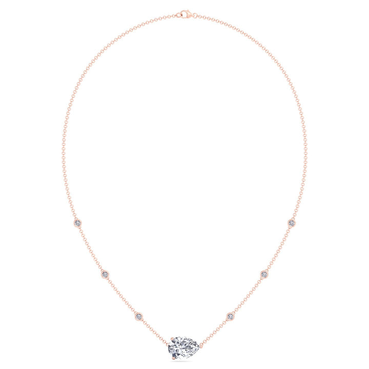 Diamond by The Yard Necklace with Pear Shape Center Stone Rose Gold 14K 18K