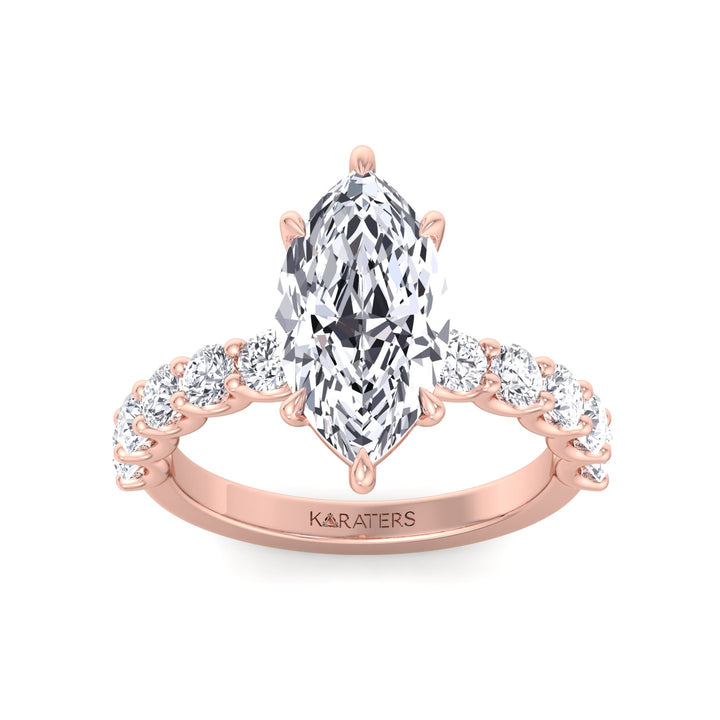 Flavia - Marquise Cut Lab Grown Diamond Halfway Eternity Style Engagement Ring