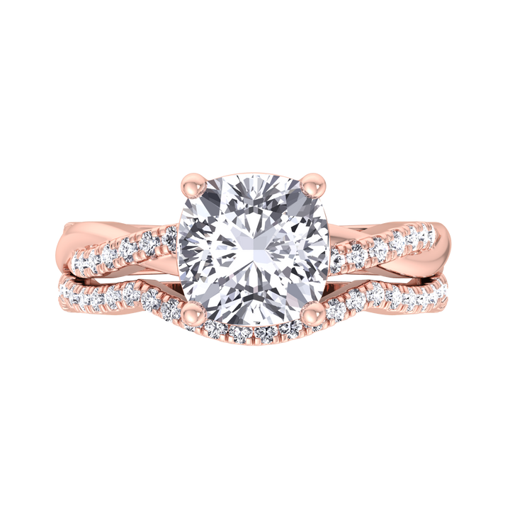 4.5CT Total Weight Cushion Cut Lab Grown Diamond Wedding Set Rose Gold 14K 18K