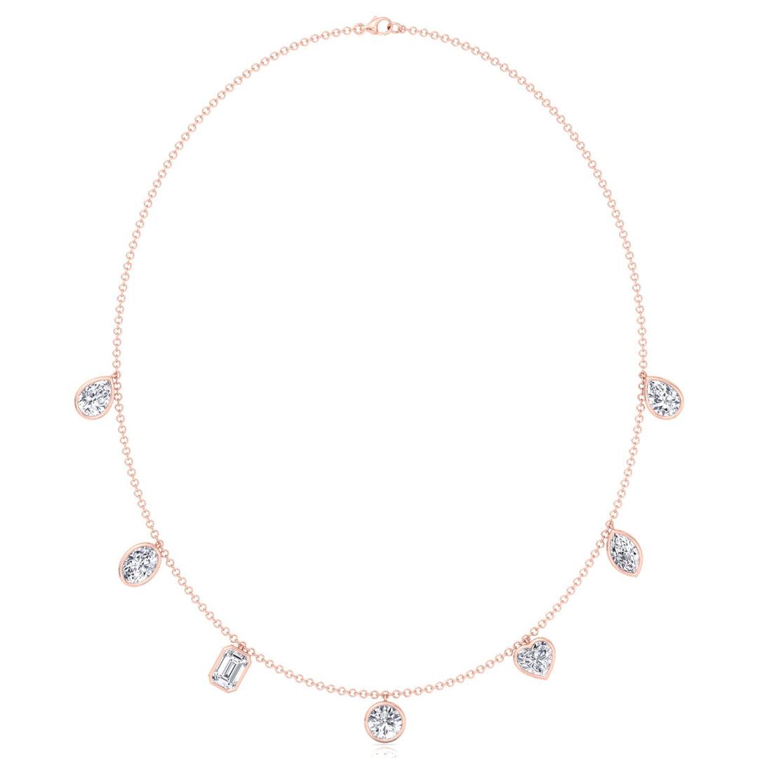 Multi Shape Bezel Set Lab Grown Diamond Necklace RG
