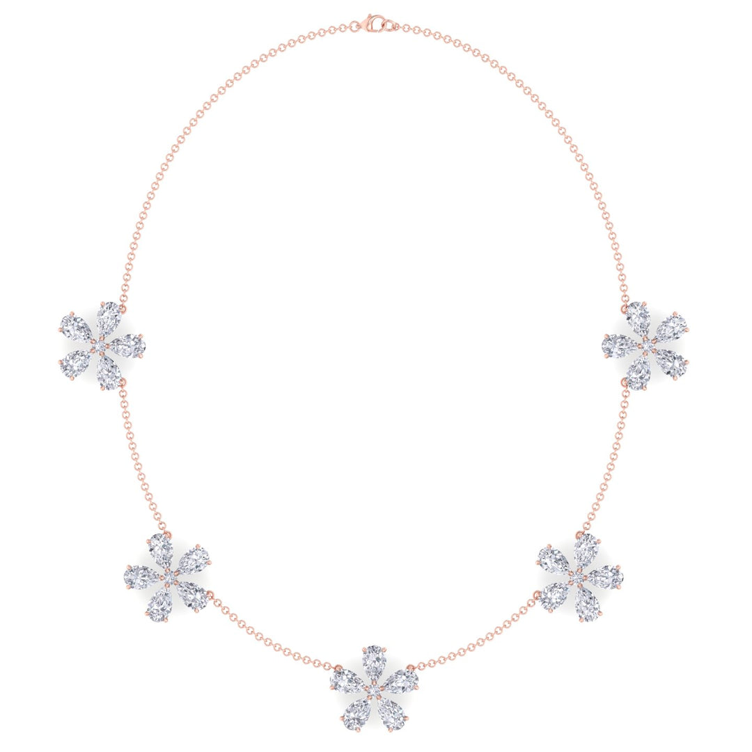 Five Flower Lab Grown Diamond Necklace Rose Gold 14K 18K
