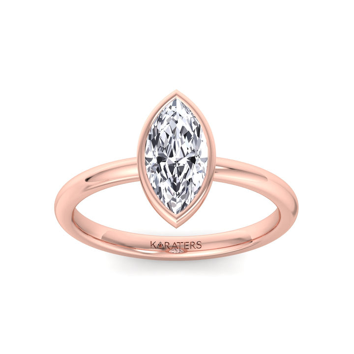 Bezel Set Marquise Shape Lab-Grown Diamond Engagement Ring