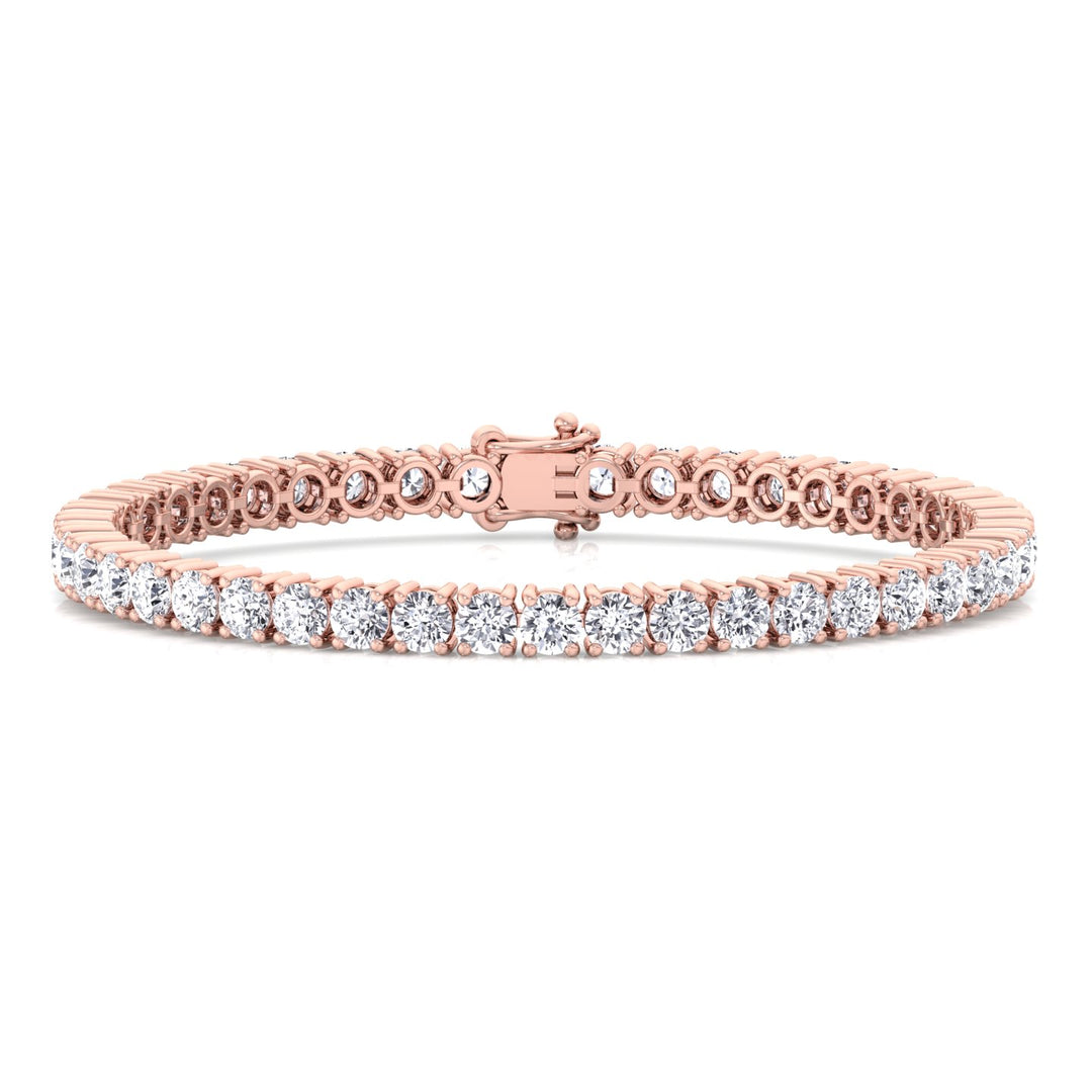 4 Prong Round Cut Lab-Grown Diamond Tennis Bracelet 14K Solid Gold