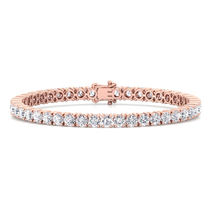 4 Prong Round Cut Lab-Grown Diamond Tennis Bracelet 14K Solid Gold