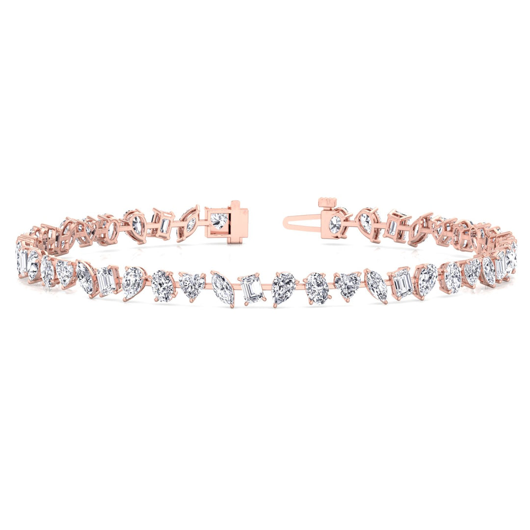 Multi Stone Lab Grown Diamond Tennis Bracelet Rose Gold 14K 18K