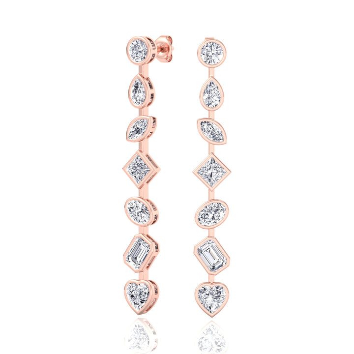 Multi Stone Bezel Tennis Earrings Lab Grown Diamond RG 2