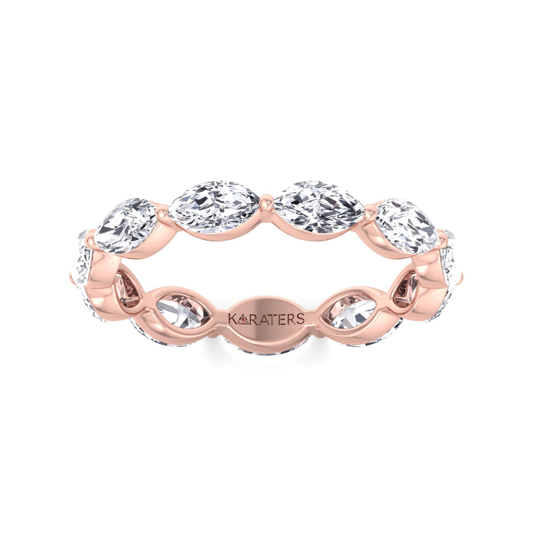 East West Marquise Shape Lab Grown Diamond Eternity Band Rose Gold 14K 18K