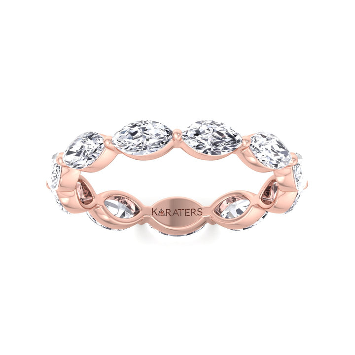 East West Marquise Shape Lab Grown Diamond Eternity Band Rose Gold 14K 18K