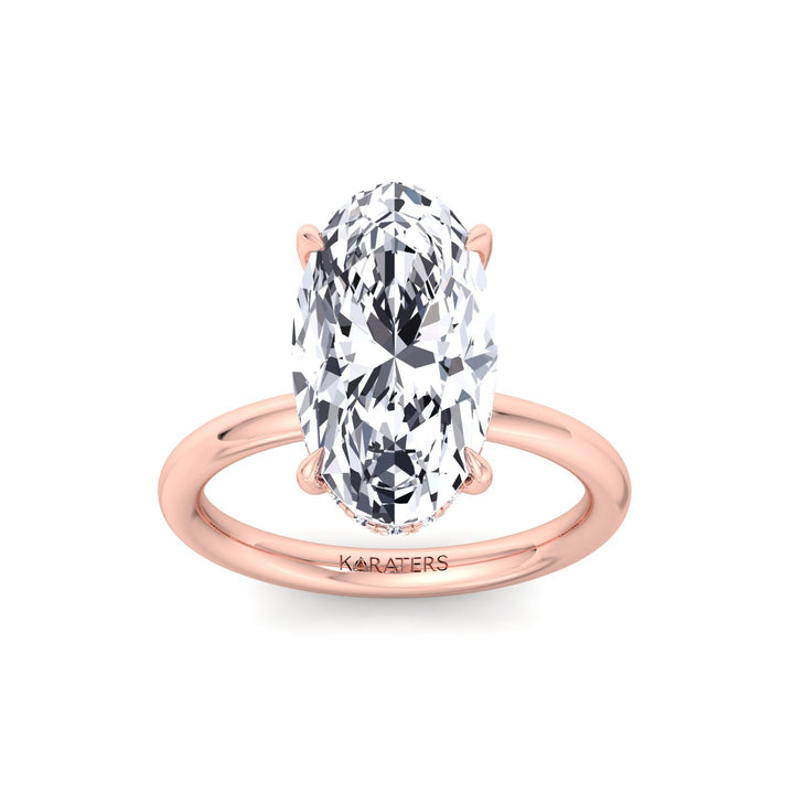 Moval Lab Grown Diamond Engagement Ring with Hidden Halo Rose Gold 14K 18K