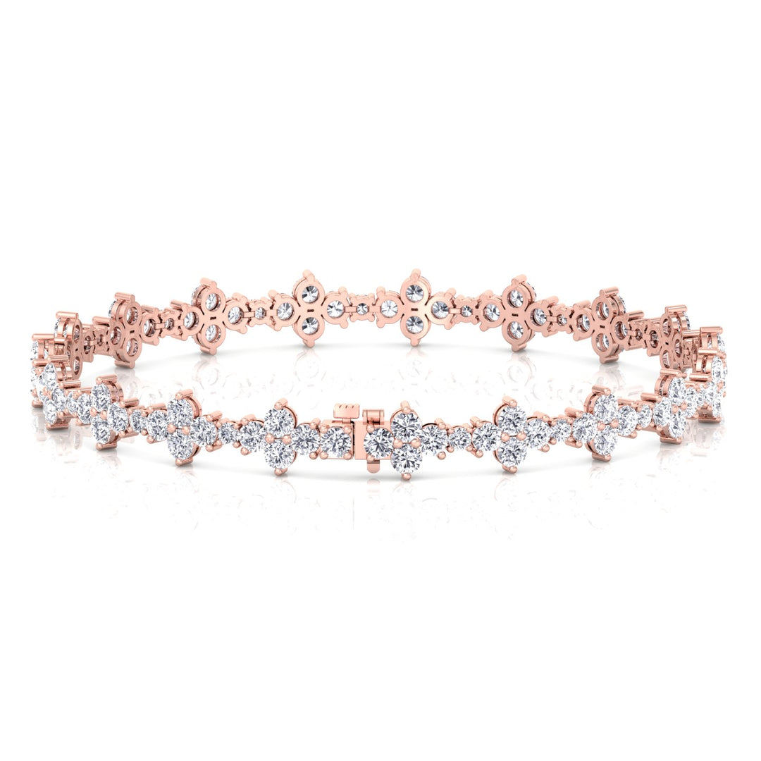 Round Floral Lab Grown Diamond Tennis Bracelet RG