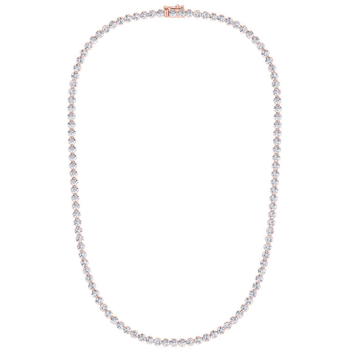 Illusion Set Round Shape Lab Grown Diamond Tennis Necklace Rose Gold 18K