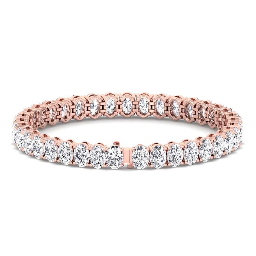 Oval Cut Lab-Grown Diamond Tennis Bracelet 14K Solid Gold