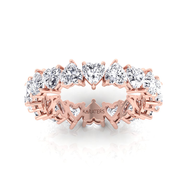 Heart Shape Lab Grown Diamond Eternity Band-14K-18K-Rose Gold