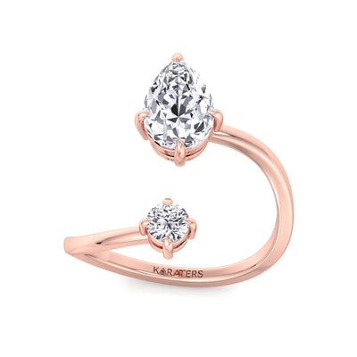 Enna - Pear & Round Shape Lab Grown Diamond Open Engagement Ring