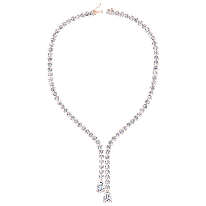 18CT T.W. Pear Shape Lab Grown Diamond Lariat Tennis Necklace Rose Gold 14K 18K