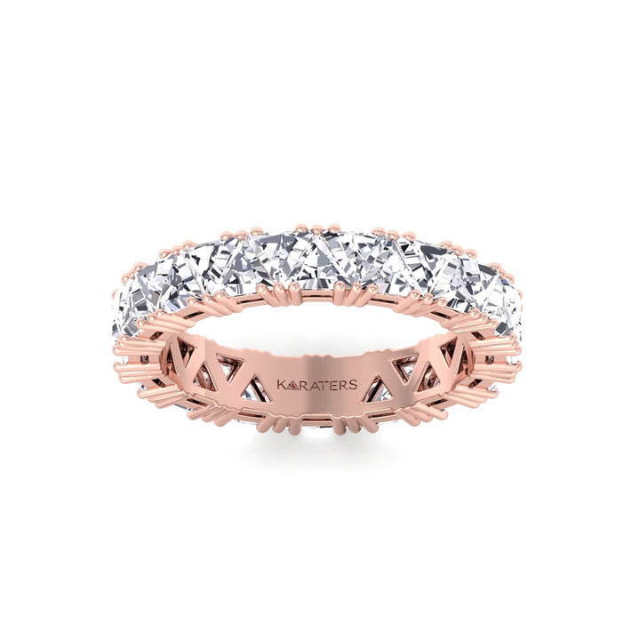 Trillion Cut Lab Grown Diamond Eternity Band Rose Gold 14K 18K