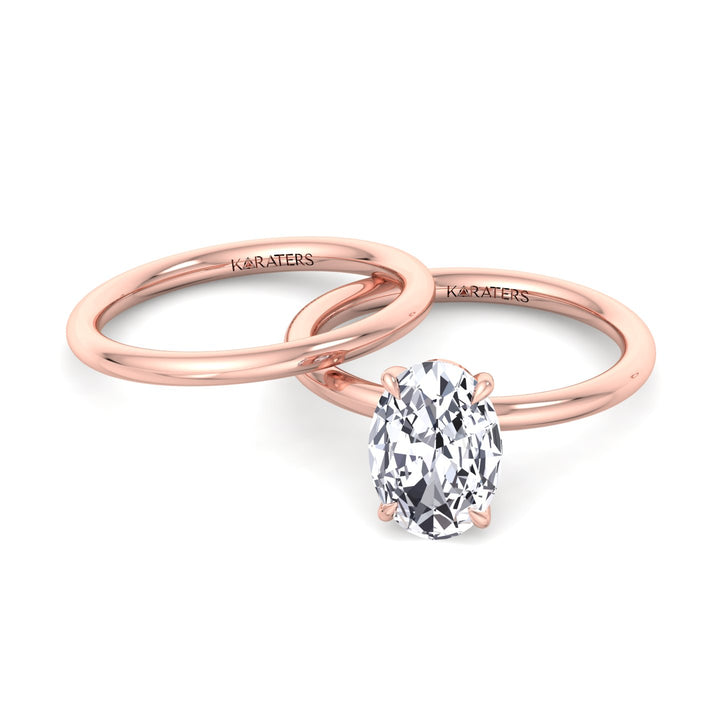 4CT Total Weight Oval Shape Lab Grown Diamond Wedding Set Rose Gold 14K