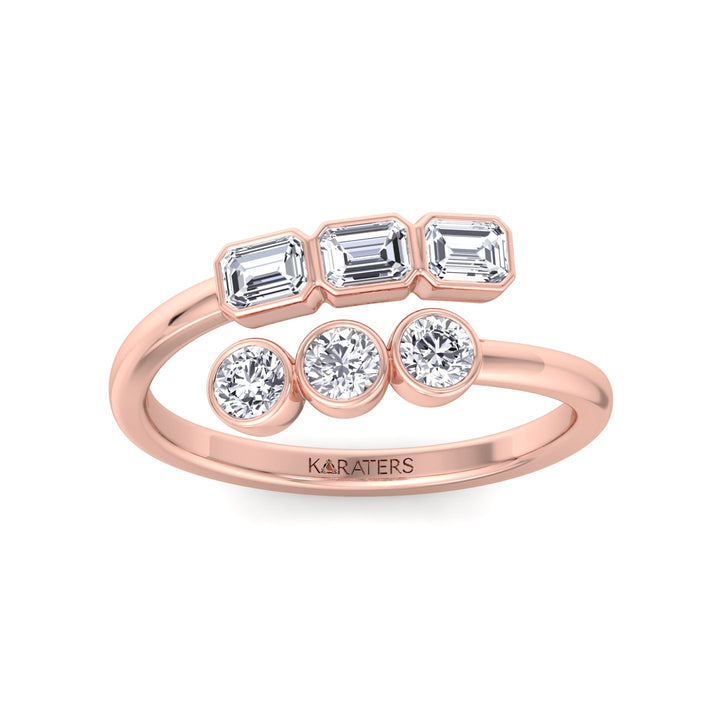 Round & Emerald Shape Wrap Around Lab-Grown Diamond Eternity Band RG 3
