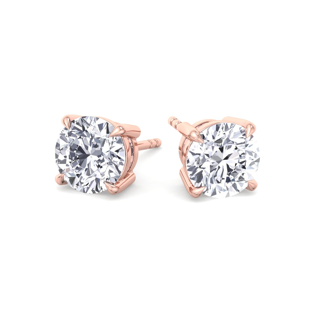 Round Cut  Lab-Grown Diamond Studs Rose Gold 14K 18K