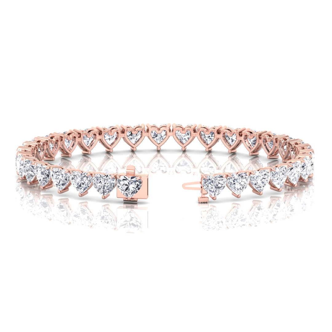 Heart Shape Lab Grown Diamond Tennis Bracelet Rose Gold 14K