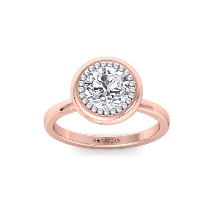 Halo Bezel Set Bubble with Round Shape Lab-Grown Diamond Engagement Ring Rose Gold 14K 18K