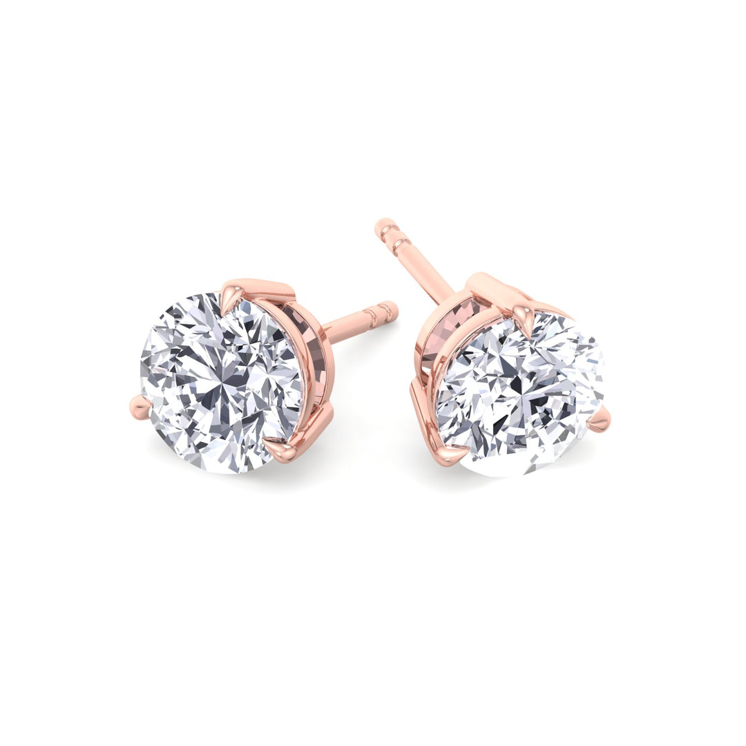 3 Prong Round Cut  Lab-Grown Diamond Studs RG 2