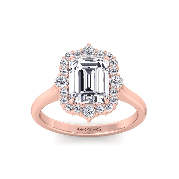 Cathedral Style Emerald Cut Lab Grown Diamond Ring RG 2