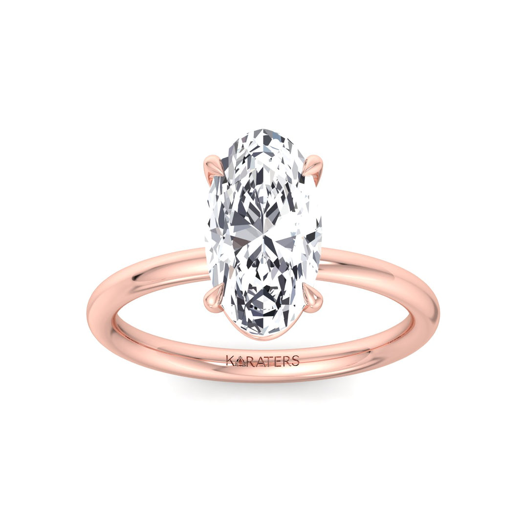 Moval Solitaire Lab-Grown Diamond Engagement Ring Rose Gold 14K 18K