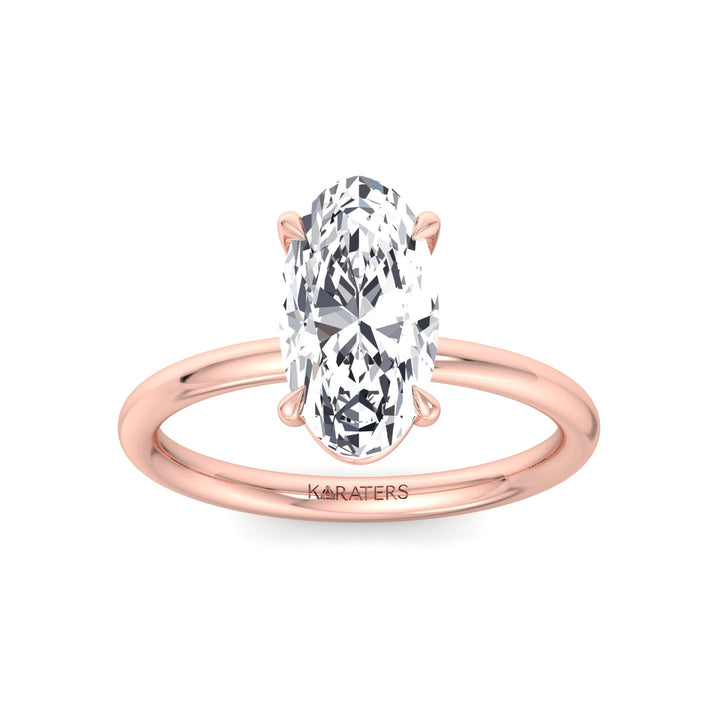 Moval Solitaire Lab-Grown Diamond Engagement Ring Rose Gold 14K 18K