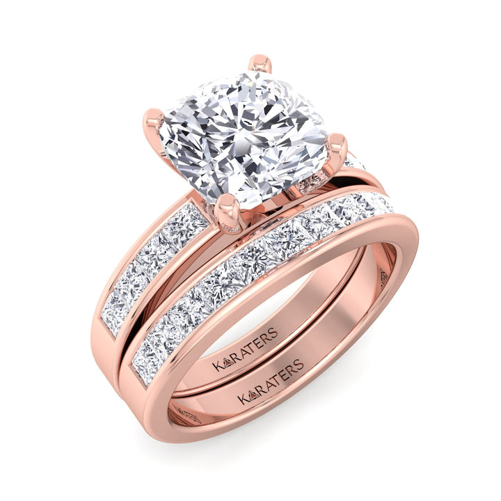 3.85CT Total Weight Channel Stye Lab Grown Diamond Wedding Set Rose Gold 18K