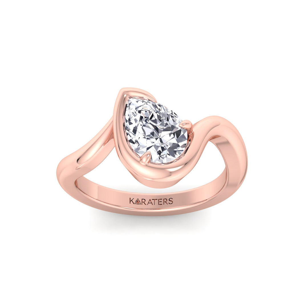 Pear Shape Lab Grown Diamond Twist Band Engagement Ring RG 2