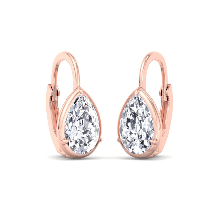 Pear Shape Lab Grown Diamond Solitaire Stud Dangle Earrings Rose Gold 14K 6CT