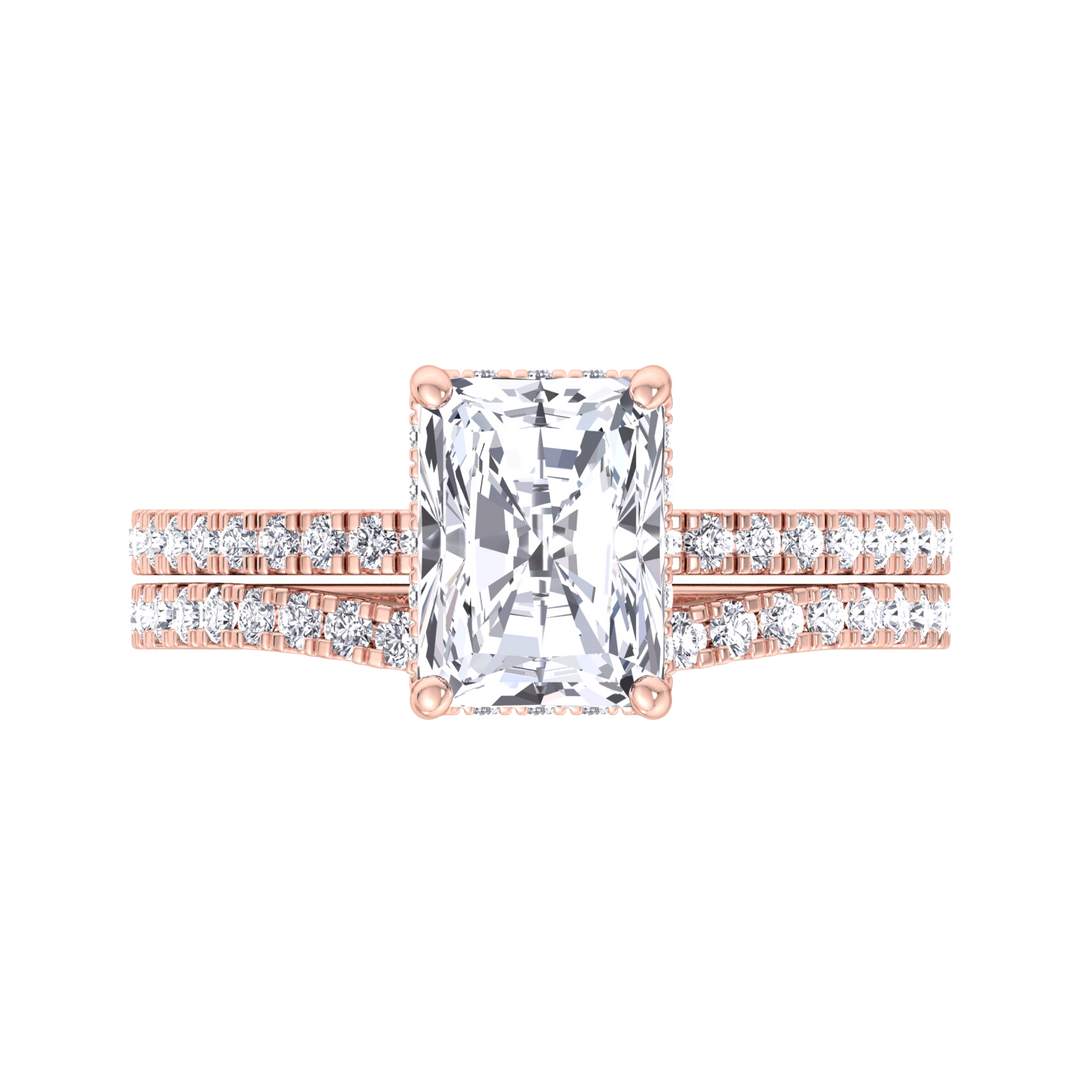 3.80CT Total Weight Radiant Cut Lab Grown Diamond Wedding Set ROse Gold
