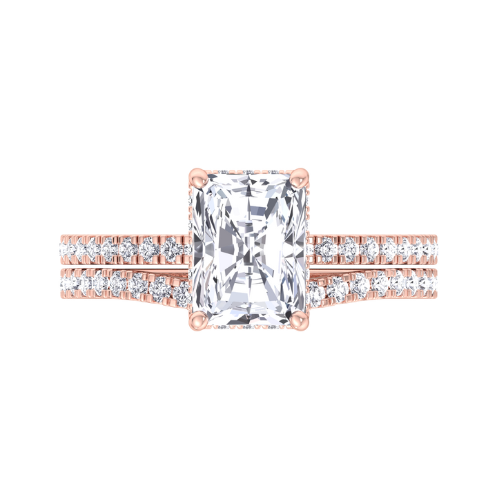 3.80CT Total Weight Radiant Cut Lab Grown Diamond Wedding Set ROse Gold