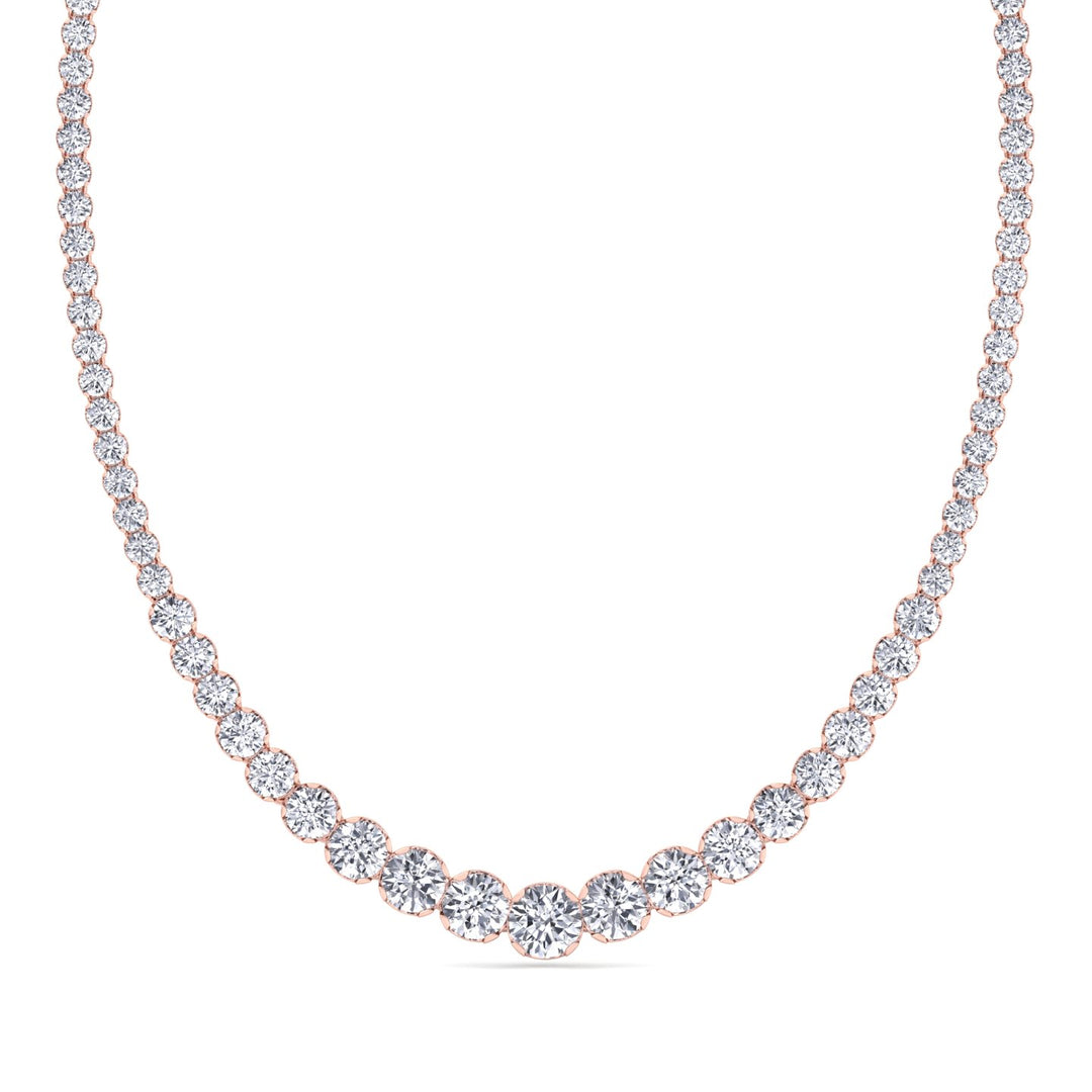 Buttercup Illusion Set Graduated Lab Grown Diamond Tennis Necklace Rose Gold 14K 18K