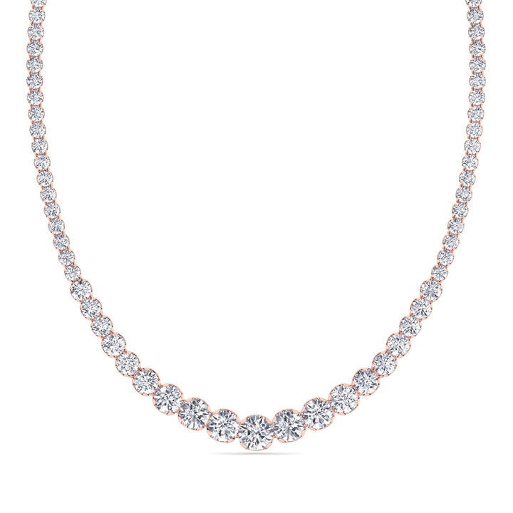 Buttercup Illusion Set Graduated Lab Grown Diamond Tennis Necklace Rose Gold 14K 18K