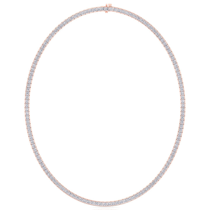 Channel Setting Princess Cut Lab-Grown Diamond Tennis Necklace  14K Solid Gold-12CT-Rose Gold