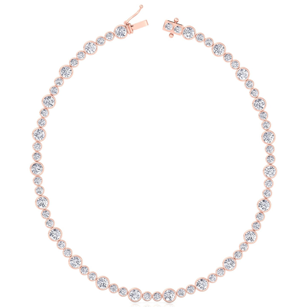 Round Bezel Big & Small Lab Grown Diamond Tennis Necklace RG