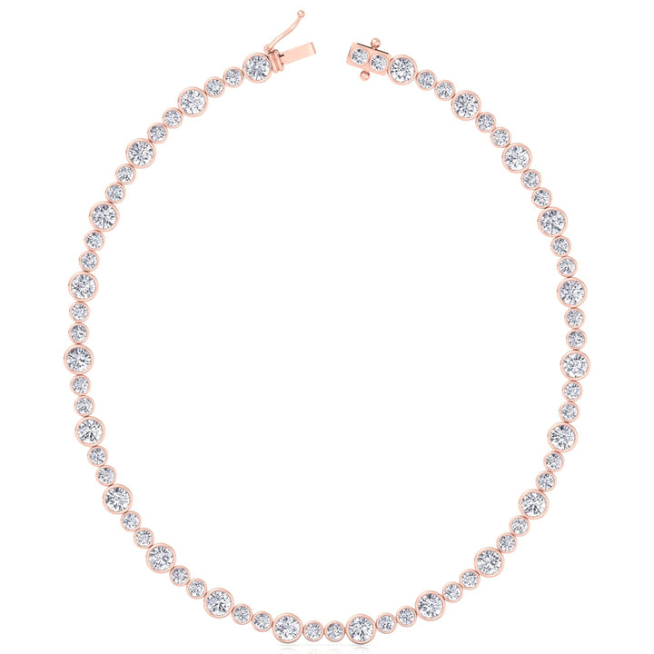 Round Bezel Big & Small Lab Grown Diamond Tennis Necklace RG