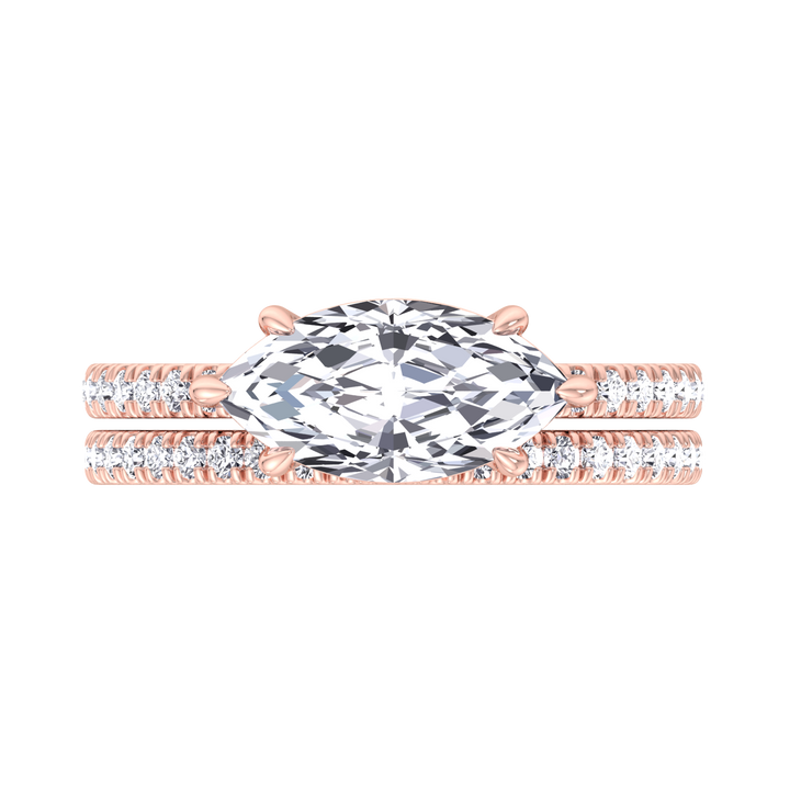 3.80CT Total Weight Marquise Shape Lab Grown Diamond Wedding Set Rose Gold