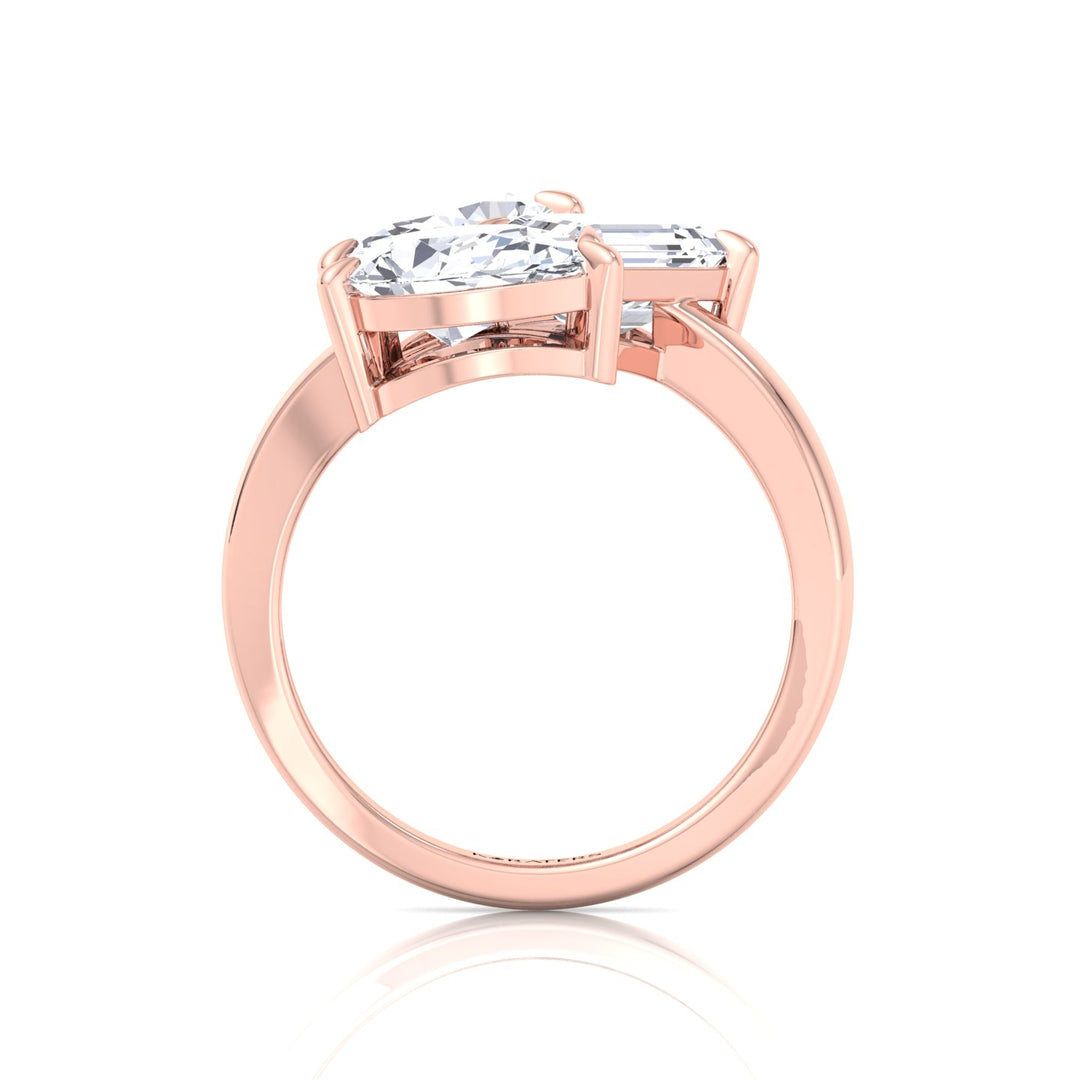 Toi et Moi Three Stone - Pear, Oval & Round Lab Grown Diamond Engagement Ring Rose Gold
