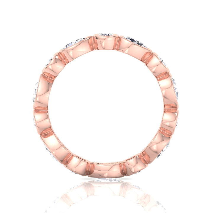 Bezel Set Round and Pear Shape Lab Grown Diamond Eternity Band Rose Gold