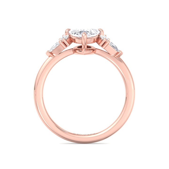 Helle - Marquise Shape Lab Grown Diamond Engagement Ring with Marquise and Pear Shape Sidestones