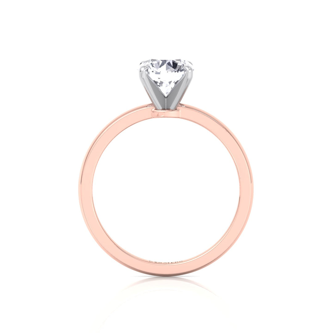 Two Tone Round Shape Solitaire Lab-Grown Diamond Engagement Ring Rose Gold