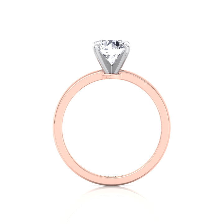 Two Tone Round Shape Solitaire Lab-Grown Diamond Engagement Ring Rose Gold