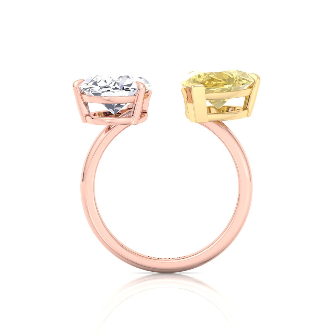 Fancy Yellow & White Pear Shape Lab  Diamond Ring RG 4