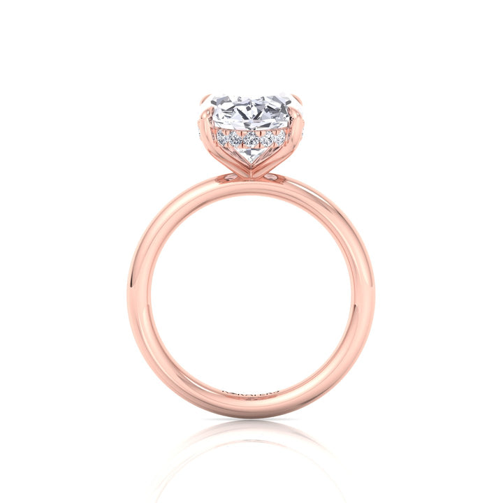 Moval Lab Grown Diamond Engagement Ring with Hidden Halo Rose Gold